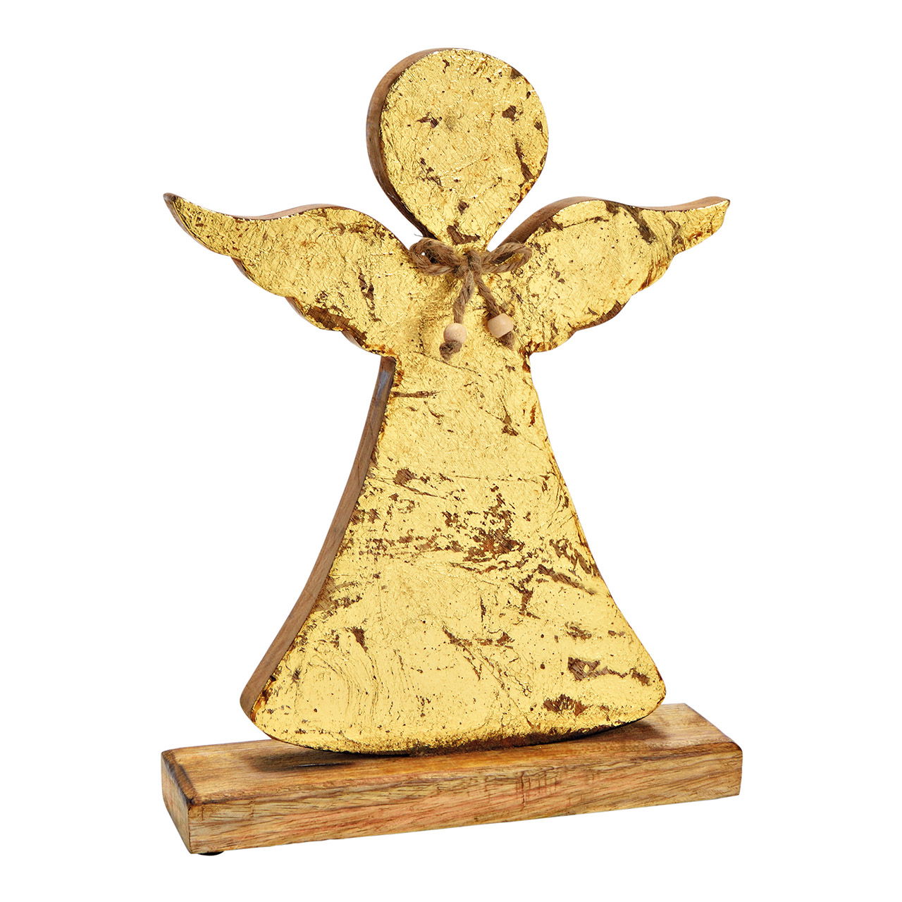 Aufsteller Engel aus Mangoholz Gold (B/H/T) 25x33x7cm