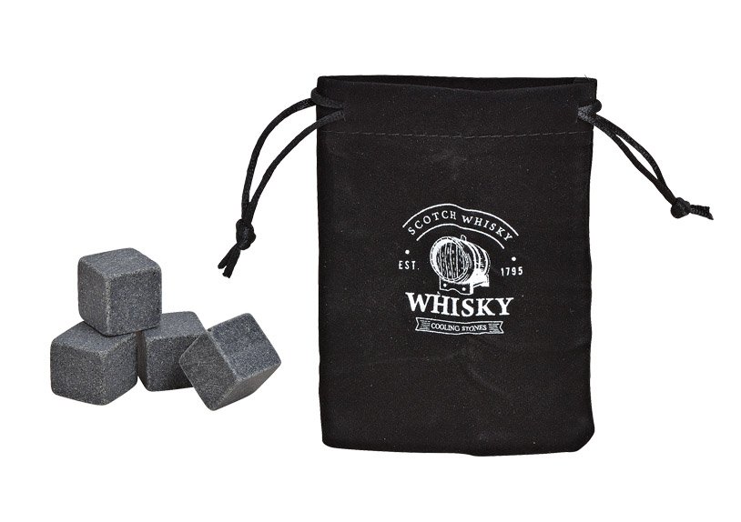 Whiskey set, ice cubes basalt stone grey set of 8, 13x10x18cm
