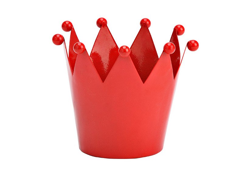 Crown, wind light, planter bowl of metal red (W/H/D) 10x12x10cm