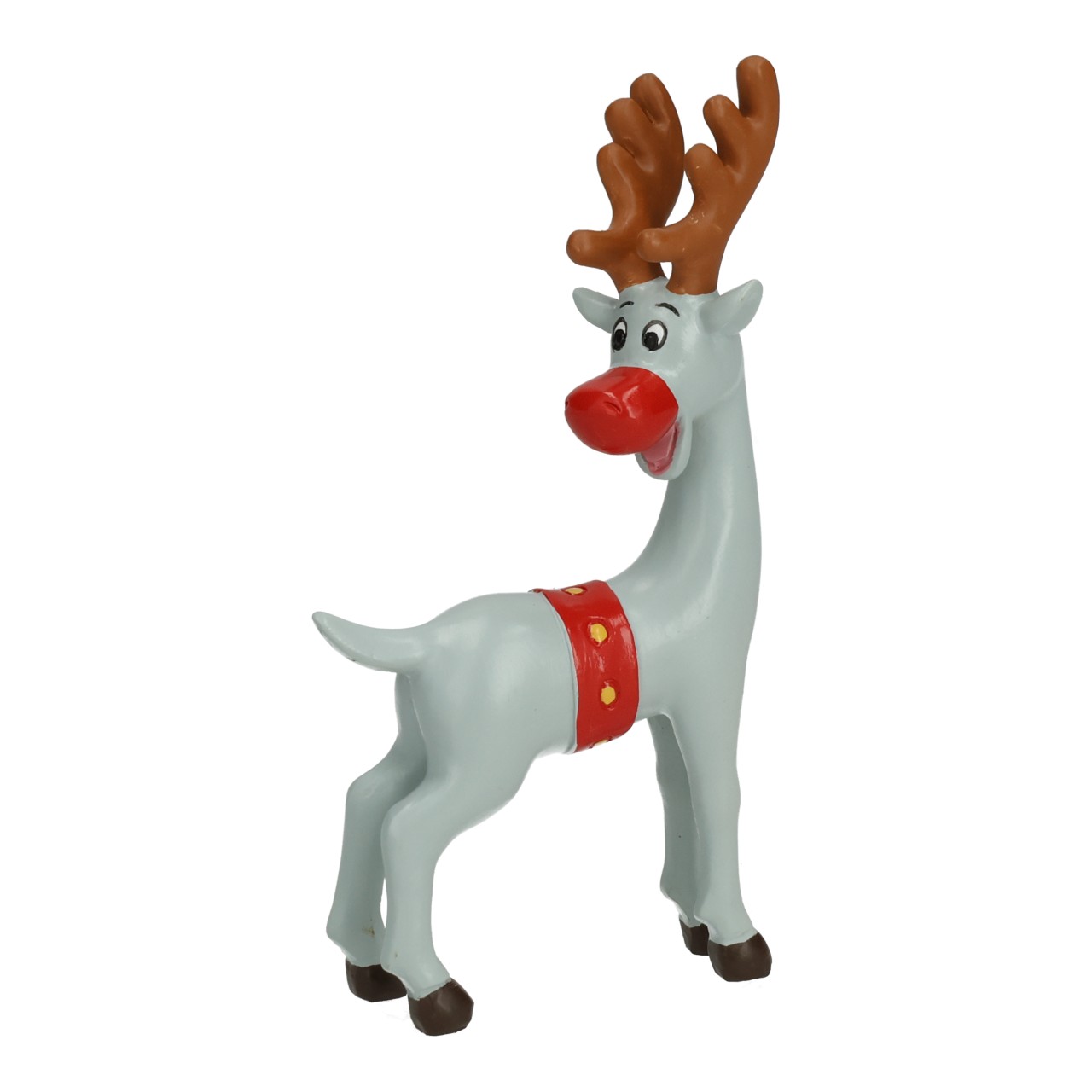 Weihnachtsmann & Co. KG Hänger Rudy aus Poly, Grau/Rot (B/H/T) 5x6.5x3cm Rentier, Weihnachtsdeko, Schmuckanhänger, Kunststoff, Hänger