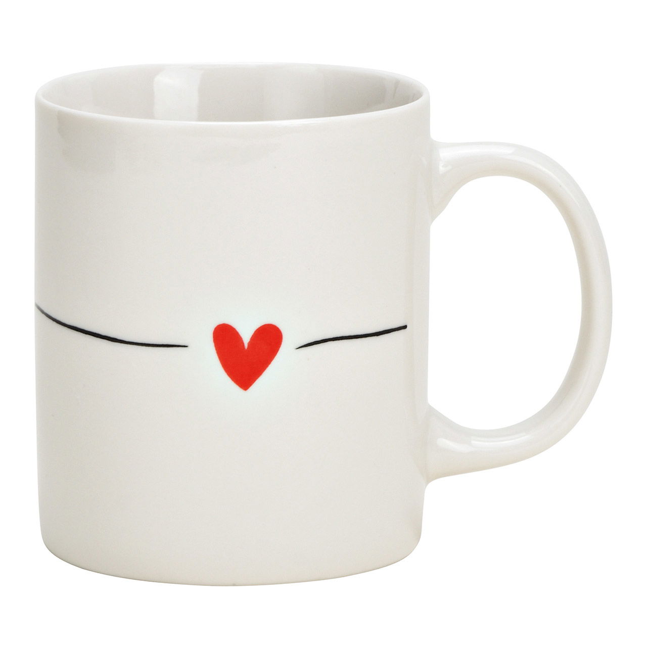 Becher Herz Dekor aus Keramik Weiß (B/H/T) 11x9x8cm 300ml Pokal, Porzellan, Töpferei, Kaffee, Kaffeetasse