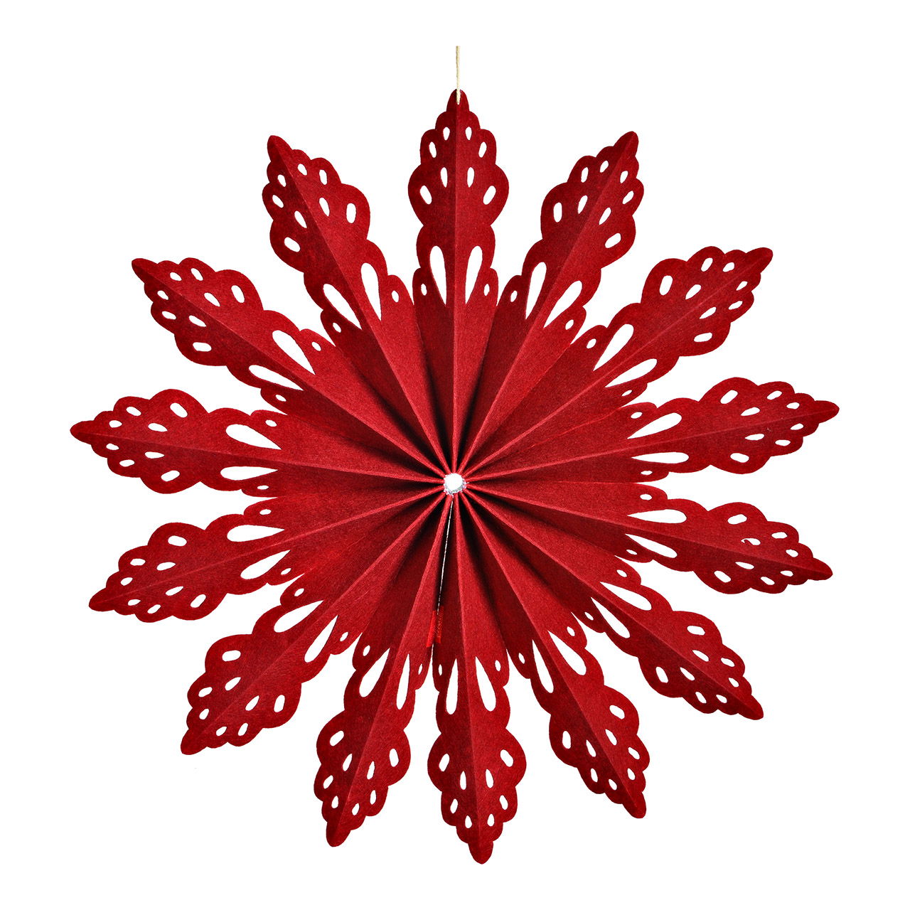 Weihnachtshänger Schneeflocke aus Filz, Rot (B/H/T) 40x40x4cm