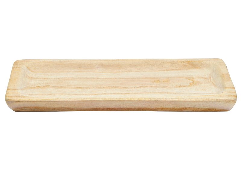 Piatto, vassoio in legno di Paulownia naturale (L/H/D) 35x3x17cm