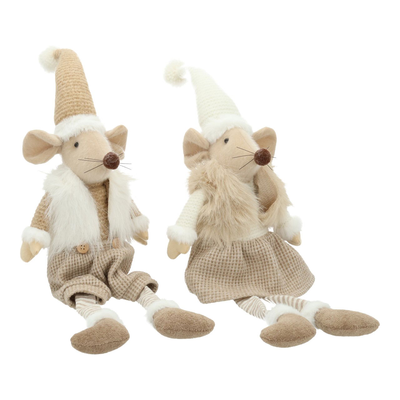 Souris d'hiver Tabouret de bord en textile beige, 2 coloris assortis (L/H/P) 17x40x18cm Souris d'hiver Tabouret de bord en textile beige, 2 coloris assortis (L/H/P) 17x40x18cm