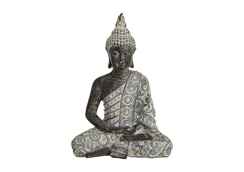 Bouddha en poly, L17 x P10 x H24 cm
