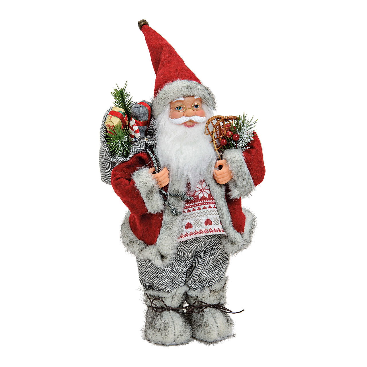 Babbo Natale in rosso in plastica/tessuto (L/H/D) 18x30x12 cm