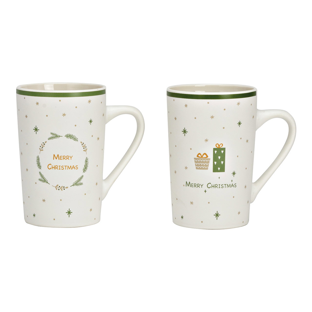 Porcelain Christmas motif mug white 2-fold, (W/H/D) 12x12x8cm 385ml Tassen, Weihnachten, Merry Christmas, Becher, Keramik