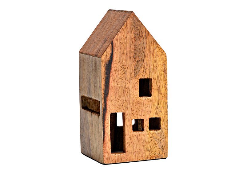 House made of mango wood brown (W/H/D) 7x16x7cm