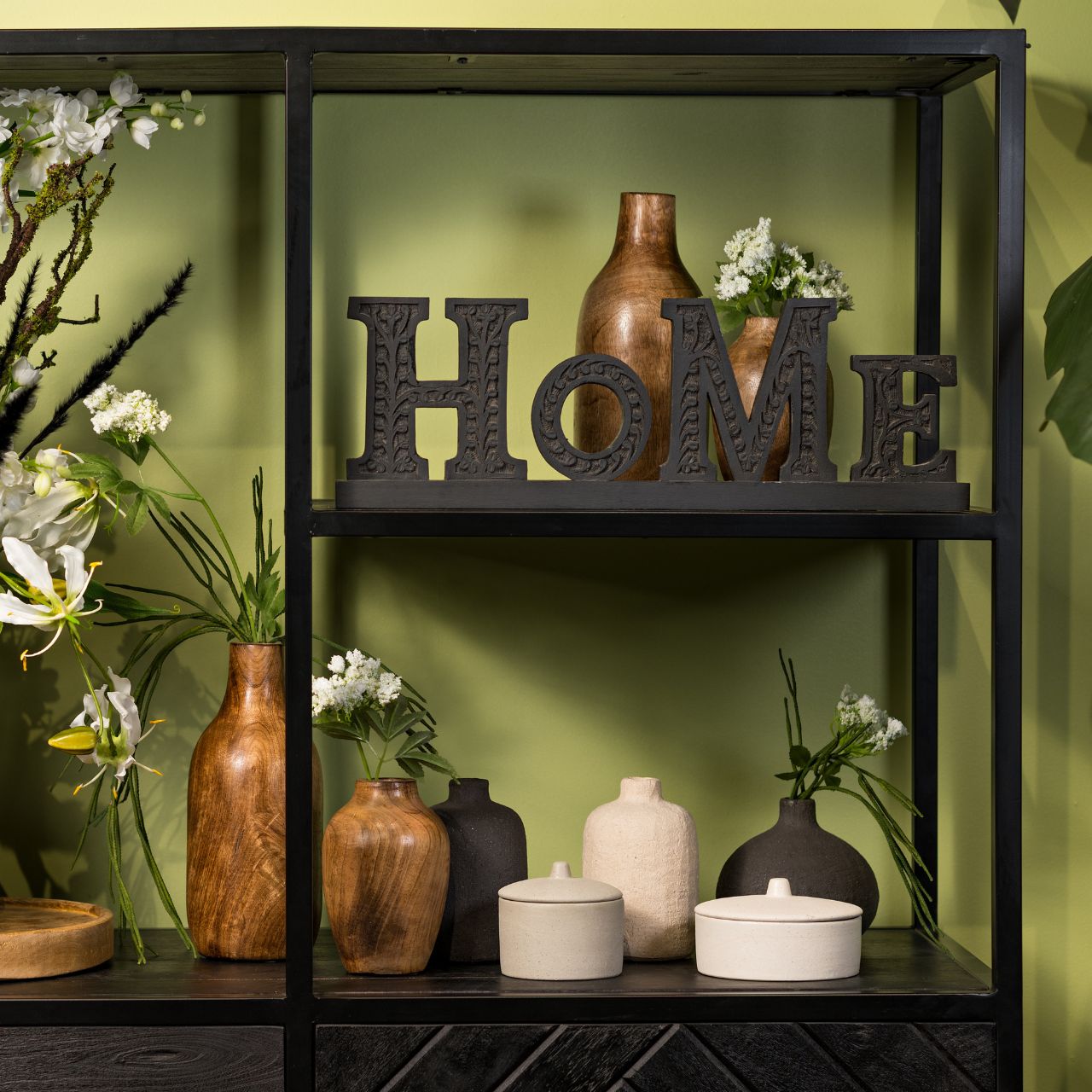 Lettera a cavalletto, Home in legno di mango nero (L/H/D) 37x14x6cm Lettera a cavalletto, Home in legno di mango nero (L/H/D) 37x14x6cm