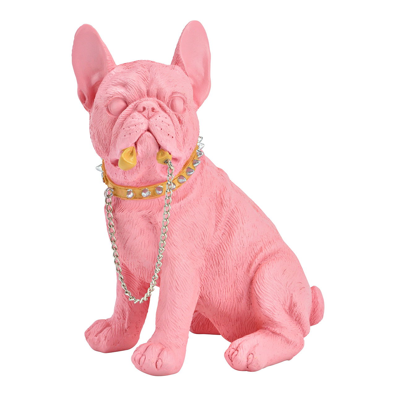 Figur Hund Dogge mit Leine aus Poly, Rosa (B/H/T) 16x21x12cm