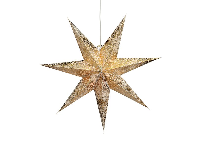 Estrella luminosa de papel crema oro 7 puntas 60cm