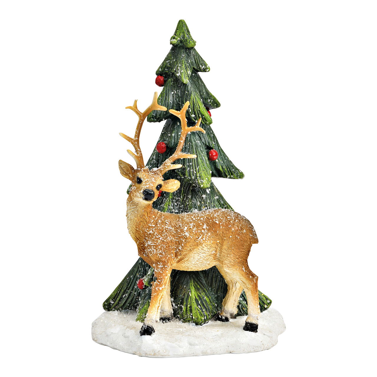 Kerstboom met hert van kleurrijk poly (B/H/D) 12x20x12cm