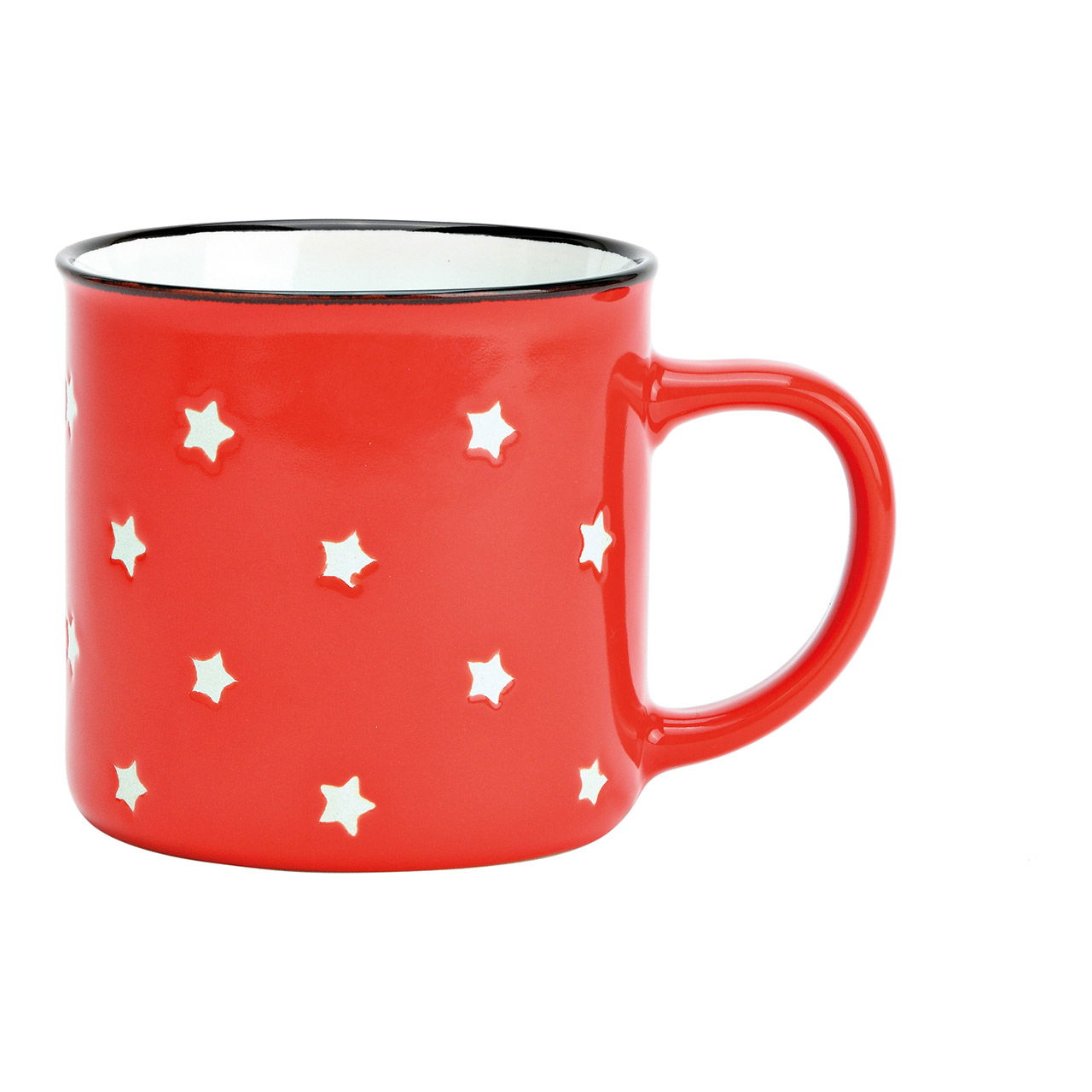 Earthenware star mug, red/white (W/H/D) 9x8x9cm 345ml