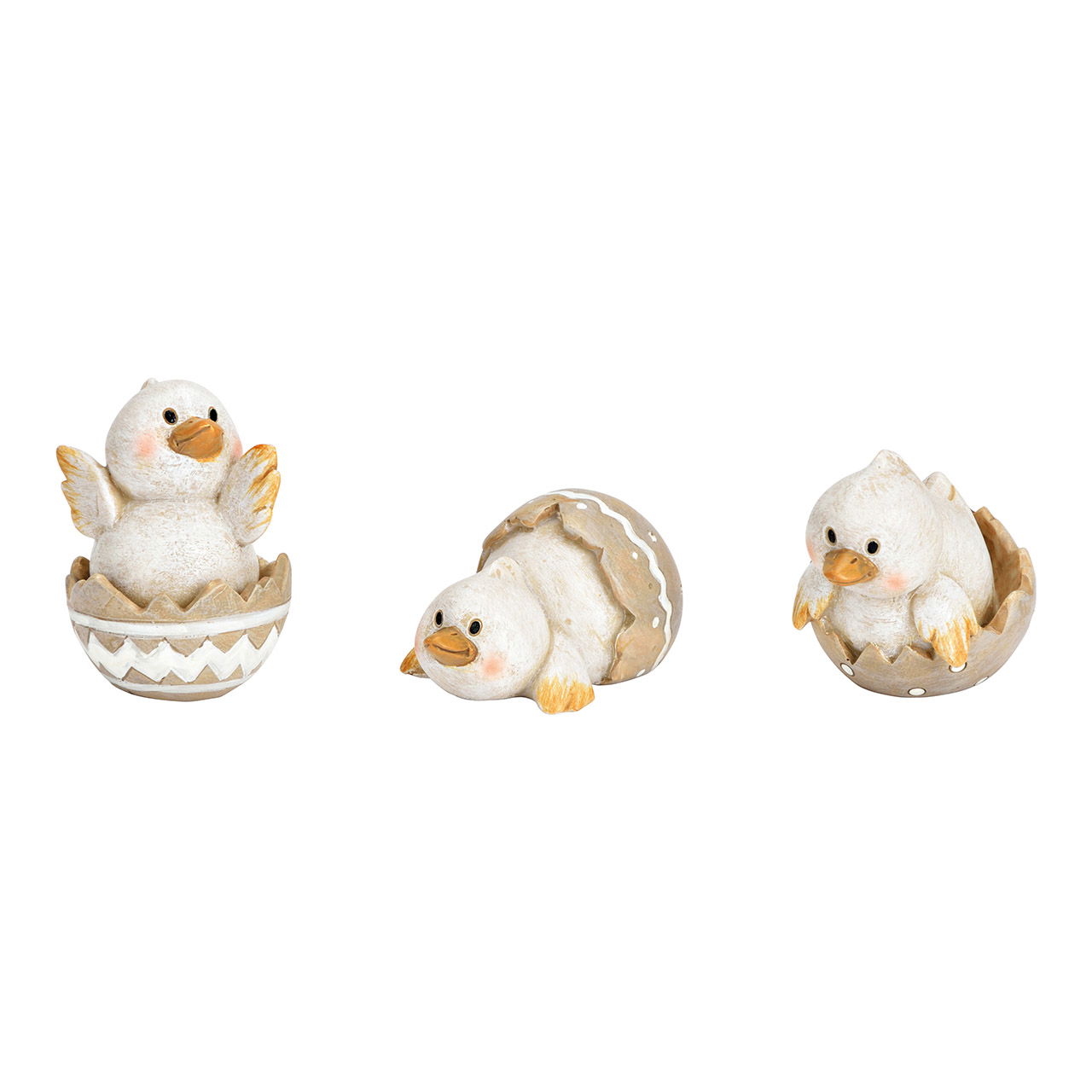 Poussin dans un oeuf en poly gris 3 fois, (L/H/P) 5x6x4cm Poussin dans un oeuf en poly gris 3 fois, (L/H/P) 5x6x4cm