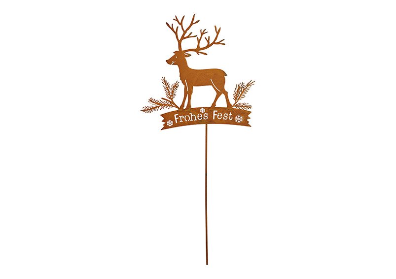 Stick deer, happy holidays, rusty finish made of metal brown (w / h) 23x74cm
