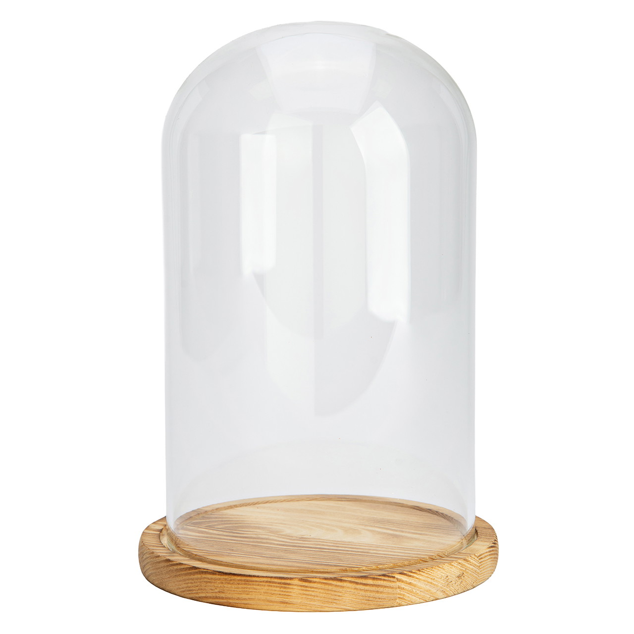 Campana de cristal sobre base de madera, también de cristal (ancho/alto/profundidad) 17 x 26 x 17 cm hochzeit, Glasdom, Klapper, Auslage, Holzfuß