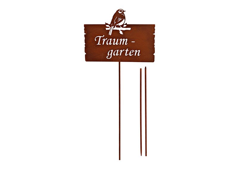 Spina, decorazione per uccelli, finitura arrugginita, giardino dei sogni in metallo marrone (L/H/D) 35x122x0,8cm