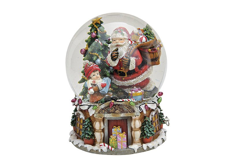 Boîte à musique/boule à neige Père Noël, L20 x P16 cm