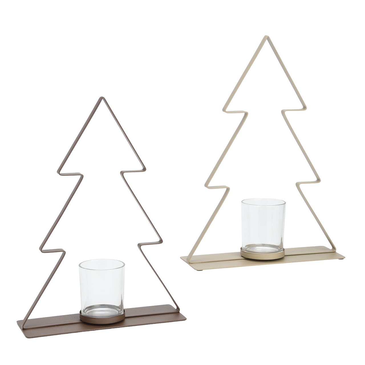 Farol metal/cristal marrón/beige 2 surtidos (ancho/alto/largo) 25x34x8cm Glas, Dreieck