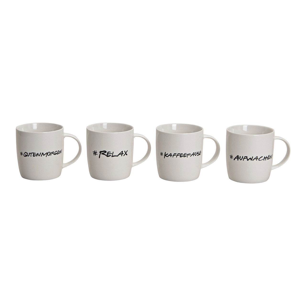 Mug sayings made of porcelain, 4 assorted, 9 cm 300ml