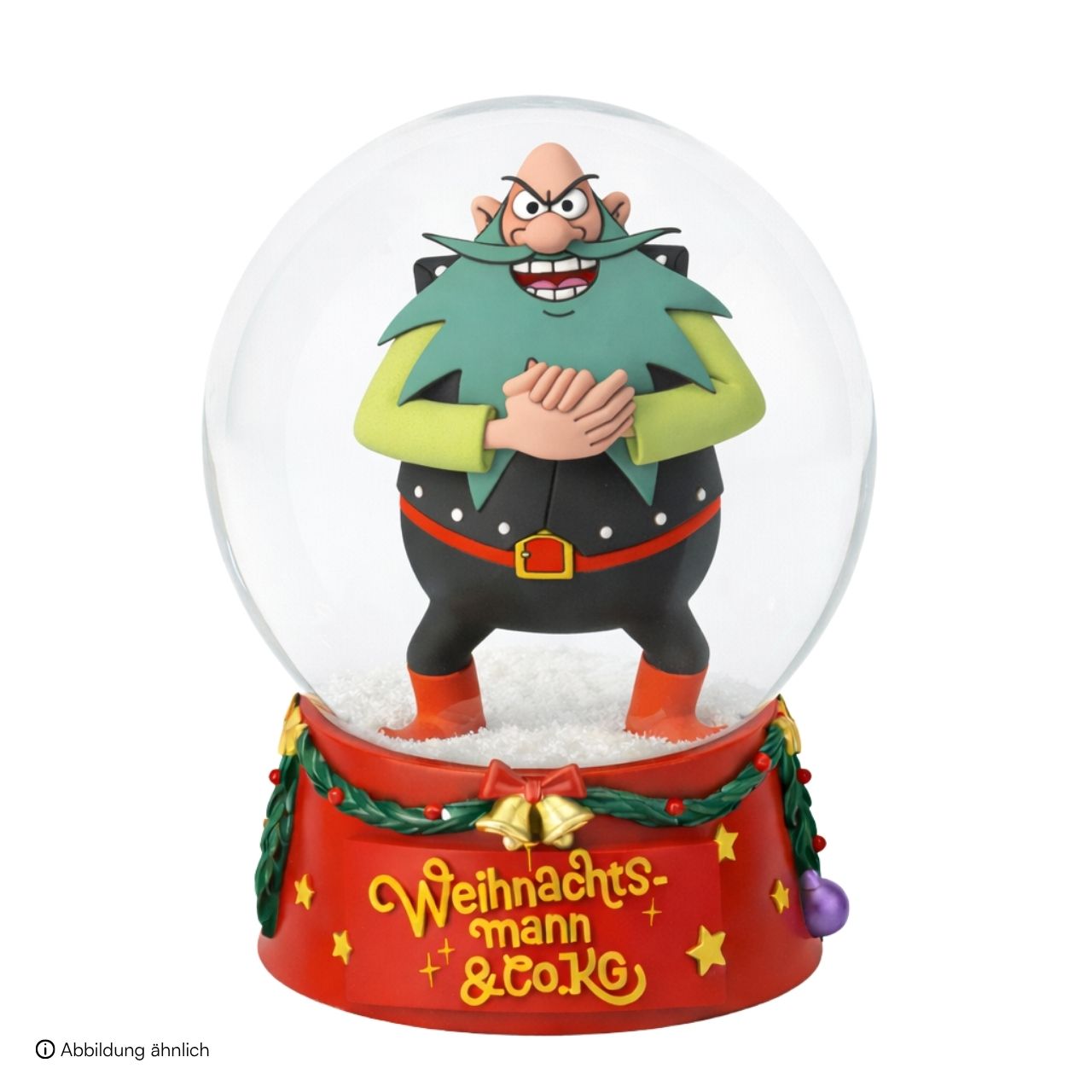 Wuck_Schneekugel Grantelbart aus Poly/Glas Bunt (B/H/T) 6x9x6cm Weihnachtsmann Figur, Schneekugel, Weihnachtsdekoration, Kinderfigur, Haltbarer Kunststoff