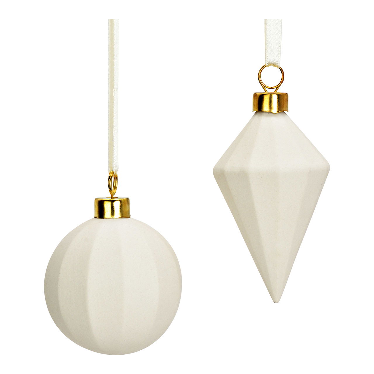 Pendentif de Noël en forme de boule/goutte en porcelaine, 2 fois, blanc (L/H/P) 6x8x6cm Zubehor, Ohrring, Schmuck