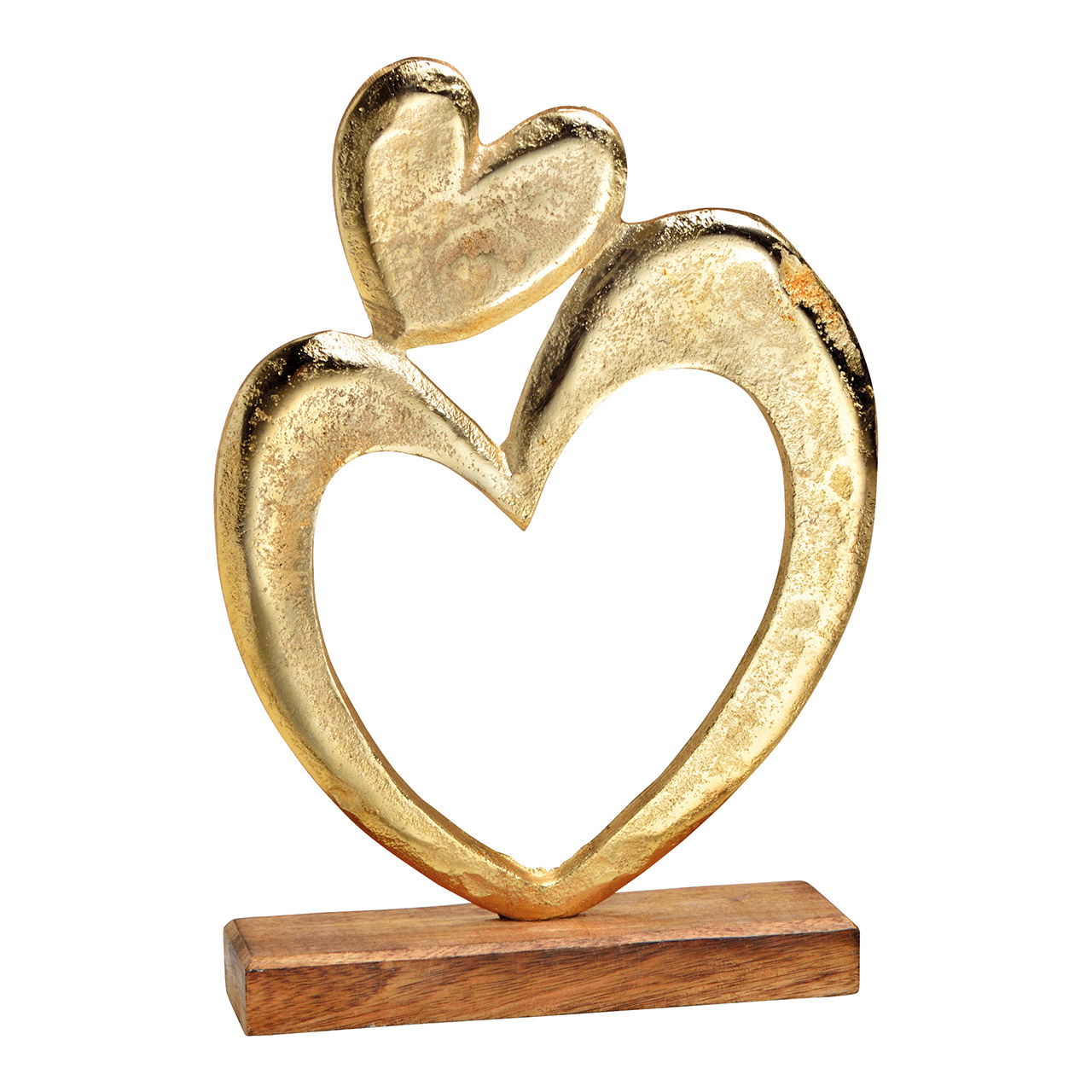 Display heart made of metal/mango wood gold (W/H/D) 22x31x8cm