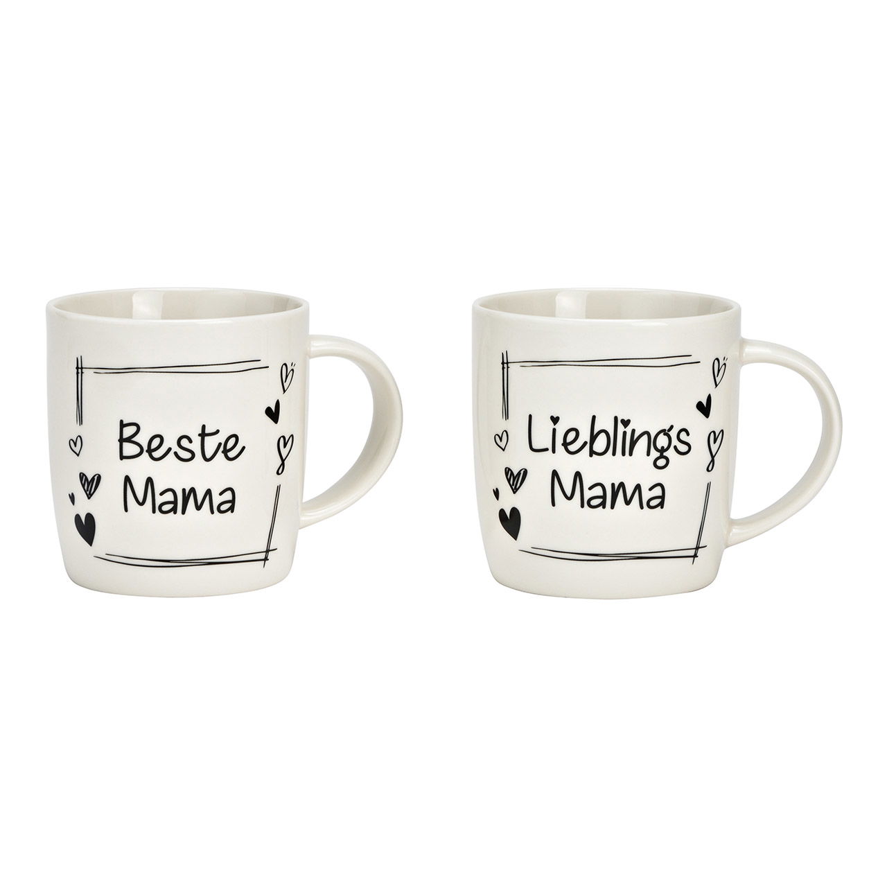 Mug, Best Mom, Favorite Mom made of porcelain white 2-fold, (W/H/D) 9x9x7cm,340ml