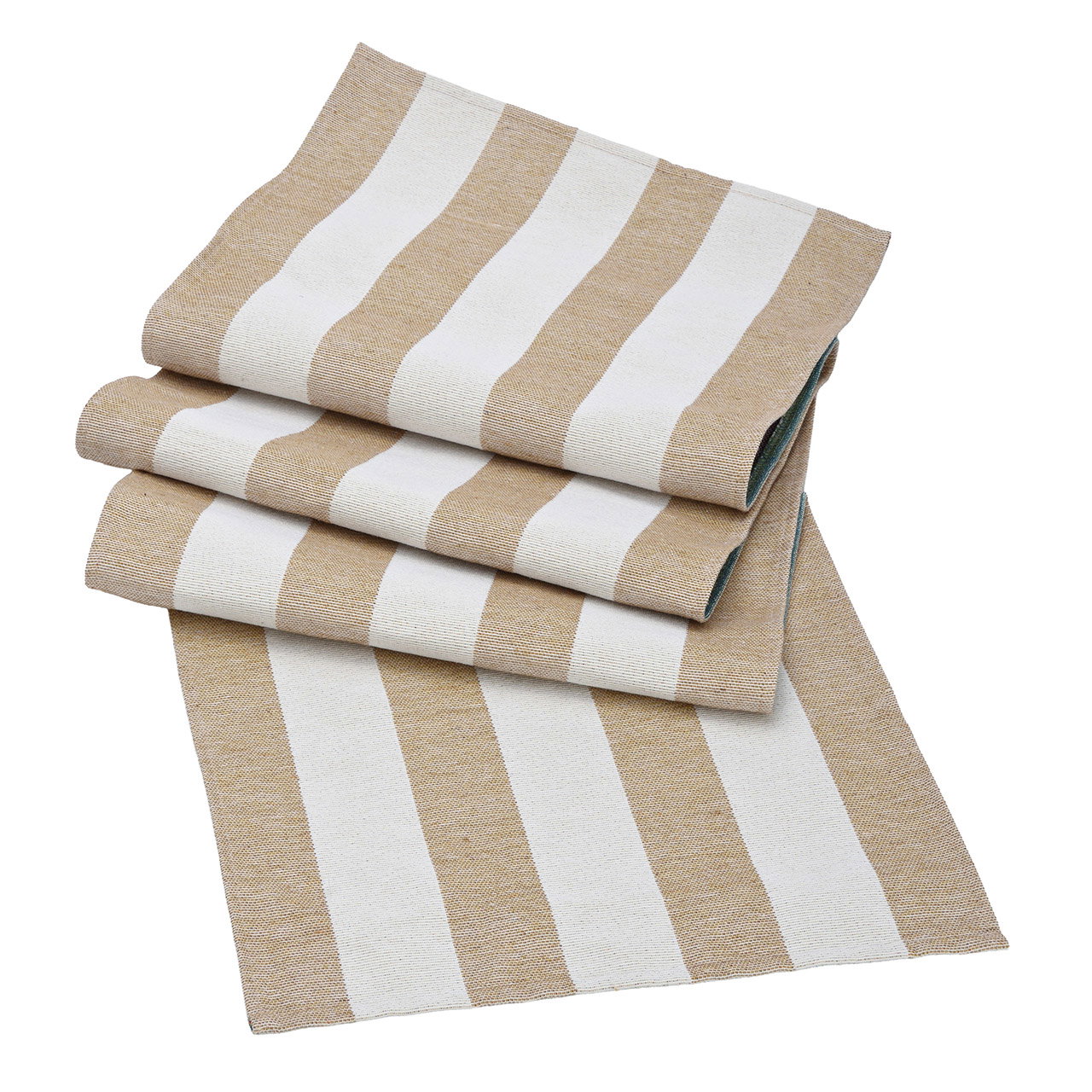 Chemin de table rayé en tissu beige (L/H/P) 183 x 33 x 0,2 cm Tischläufer, Streifen, Leinen, Beige, Handgewebt