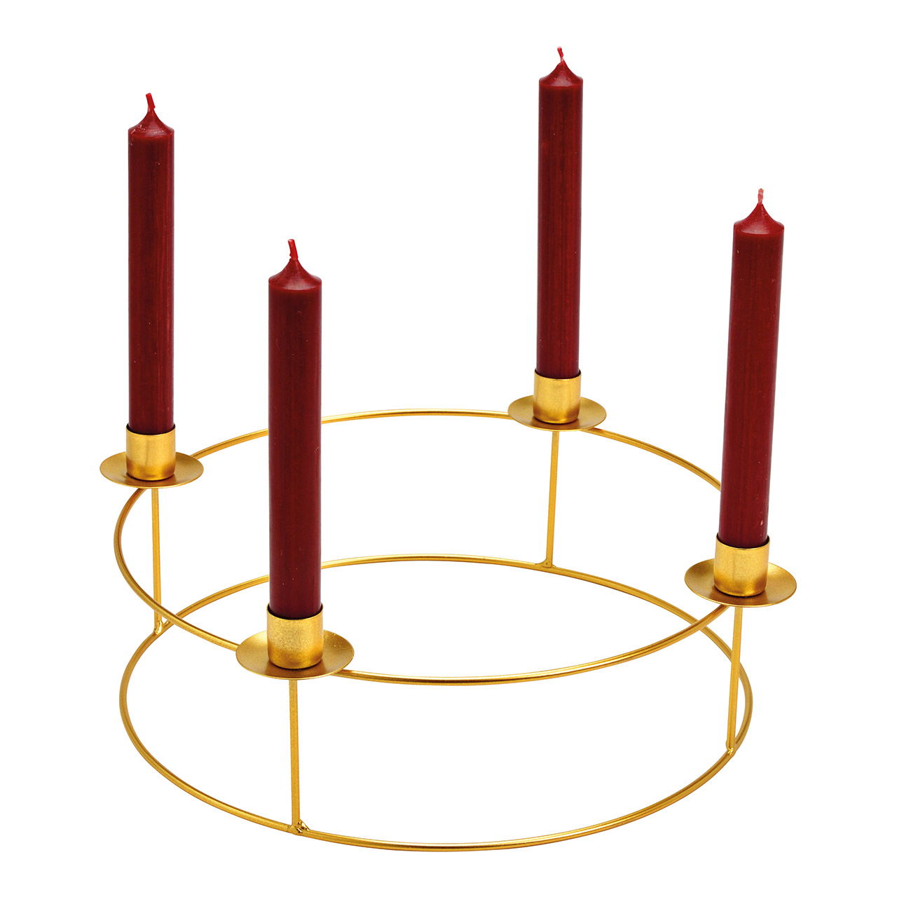 Adventskranz, Kerzenhalter aus Metall, Gold (B/H/T) 34x11x34cm Adventskranz, Kerzenhalter aus Metall, Gold (B/H/T) 34x11x34cm