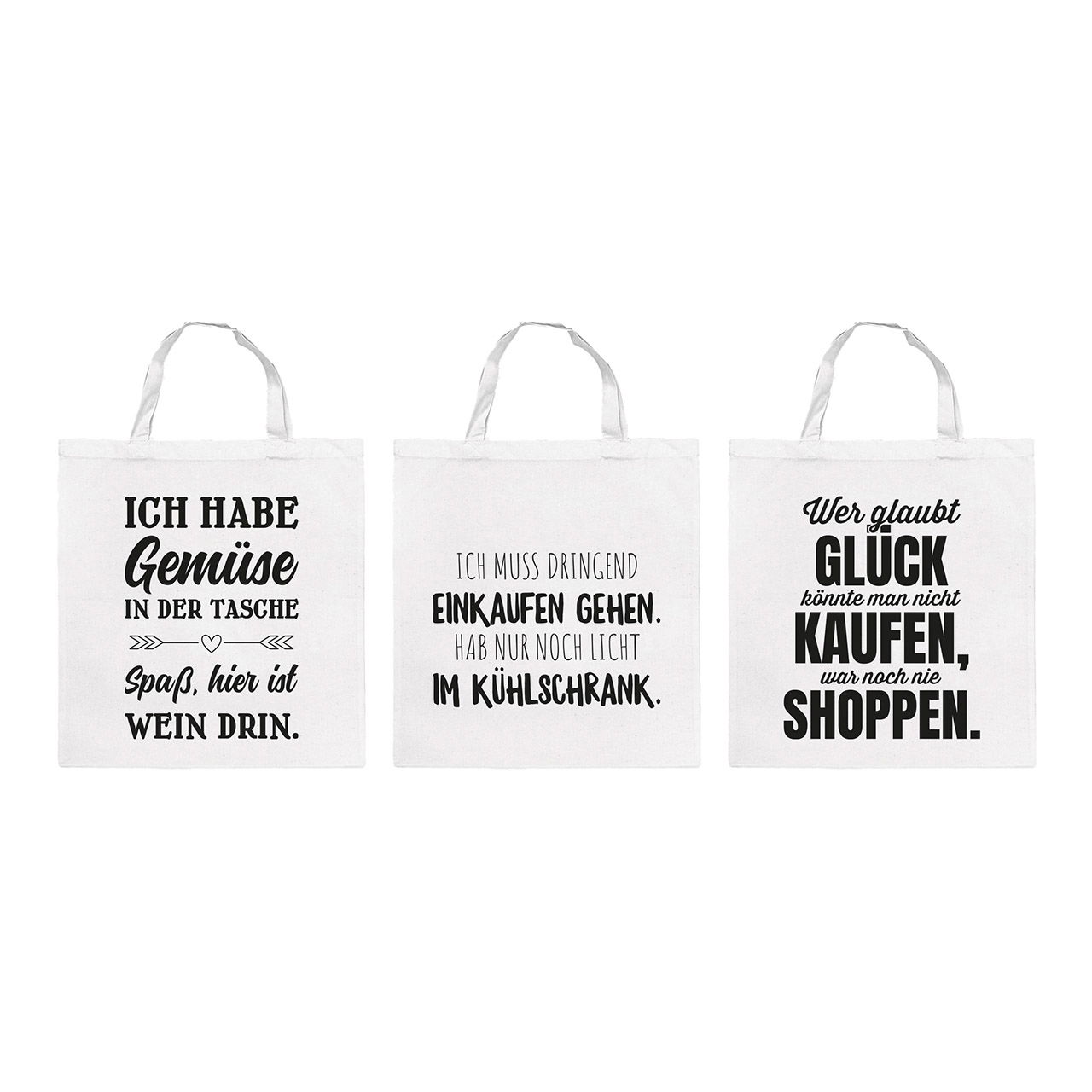 Shopping bag with slogan, 100% cotton, white 3-fold, (W/H) 38x42cm