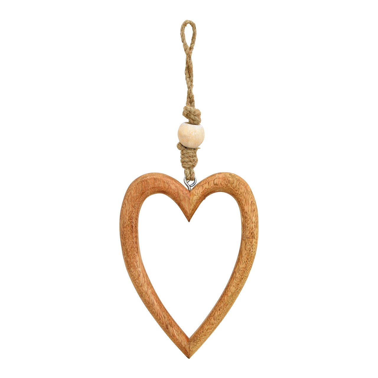 Appendino cuore di legno di mango marrone (c/h/d) 10x14x2cm