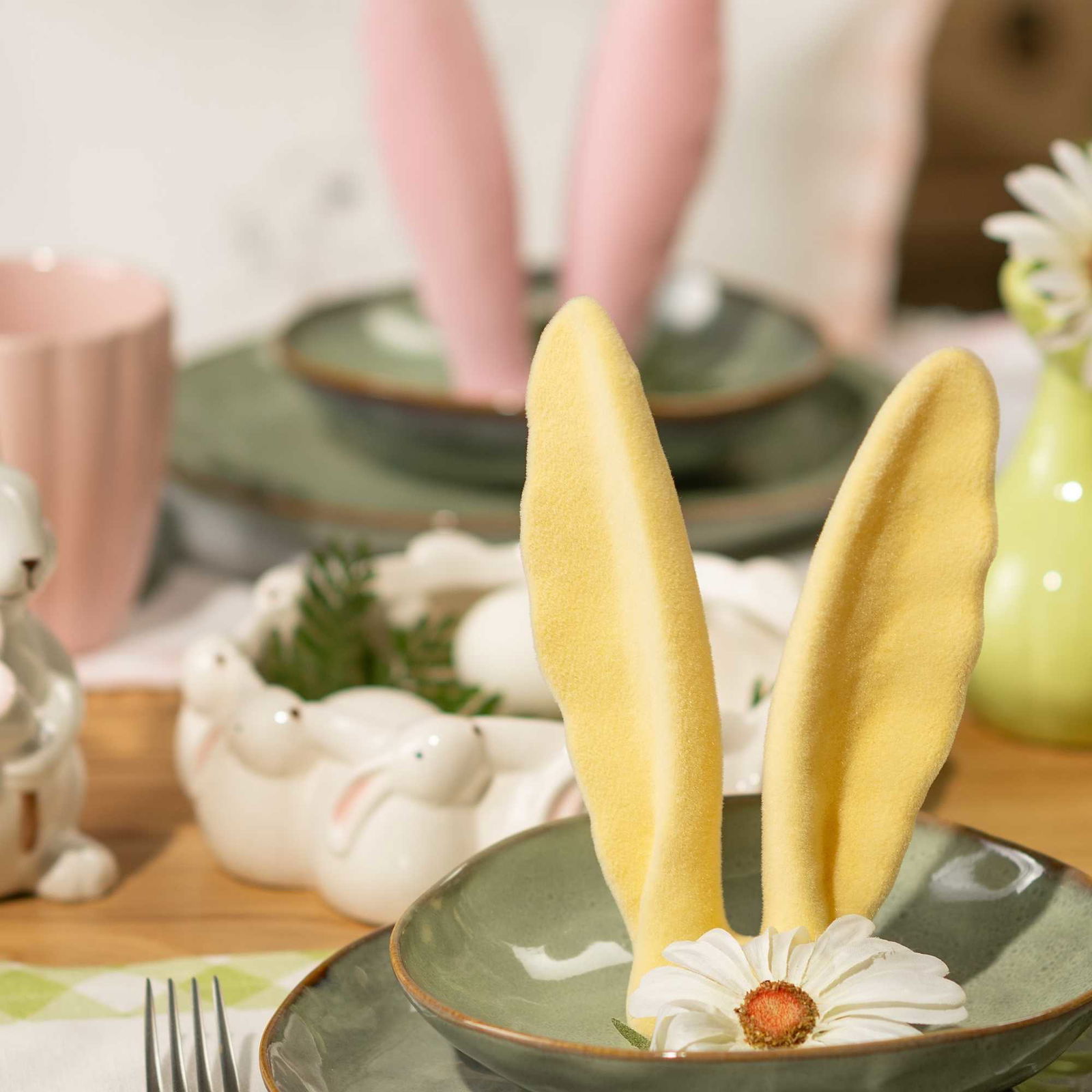 Coupe décorative en porcelaine, lapin, blanc (L/H/P) 20x5x20cm Kunst, Porzellan, Töpferei