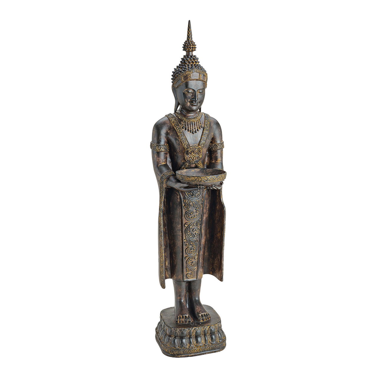 Bouddha debout en marron en poly, 77 cm