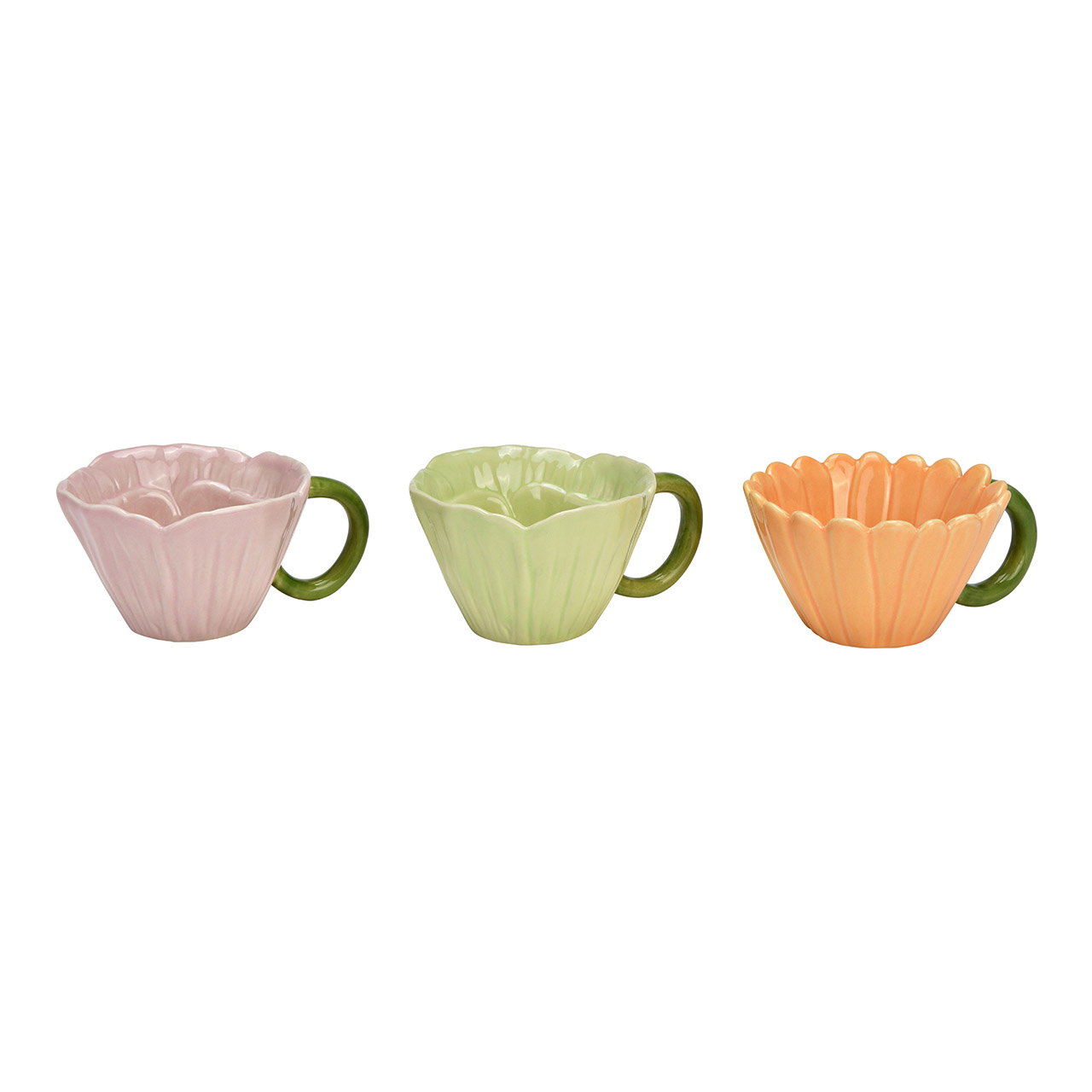 Porcelain flower mug, 3-fold, pink/green/orange (W/H/D) 13x6x13cm Porcelain flower mug, 3-fold, pink/green/orange (W/H/D) 13x6x13cm