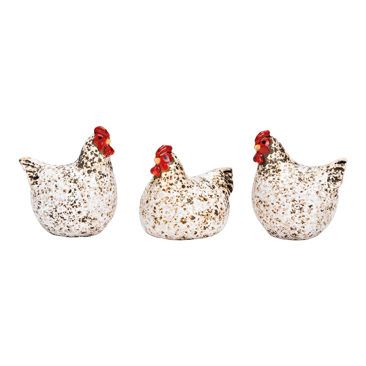 Chicken ceramic nature 3-fold, (W/H/D) 7x9x10cm