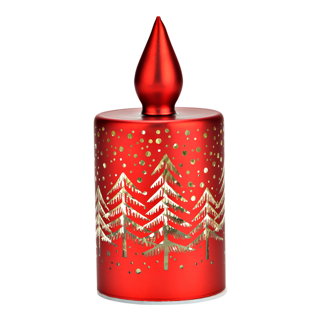 Candela a luce LED per la foresta invernale in vetro, rossa (L/H/D) 7x15x7cm con timer, funzionamento a batteria 3xAAA non inclusa Candela a luce LED per la foresta invernale in vetro, rossa (L/H/D) 7x15x7cm con timer, funzionamento a batteria 3xAAA non inclusa