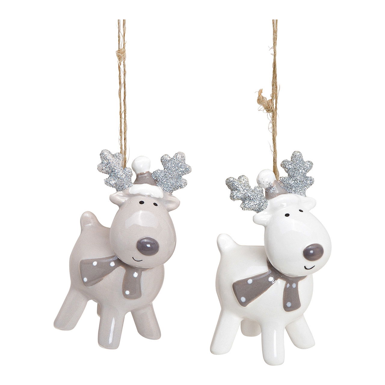 Hänger Elch aus Keramik Grau, weiß 2-fach, (B/H/T) 4x7x3cm Hänger Elch aus Keramik Grau, weiß 2-fach, (B/H/T) 4x7x3cm