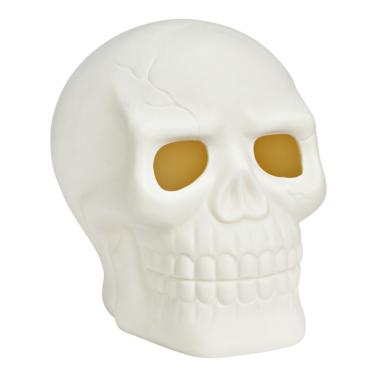 Figure skull with LED made of porcelain, white (W/H/D) 16x15x13cm Battery operation 3x LR44 not included