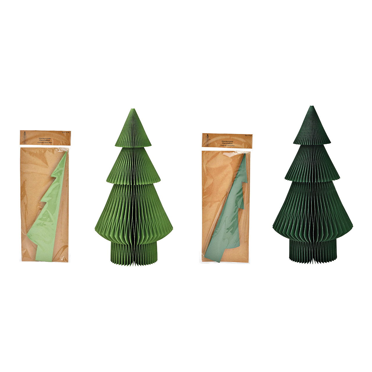 Honeycomb fir tree of paper/cardboard green 2-fold, (W/H/D) 15x30x15cm