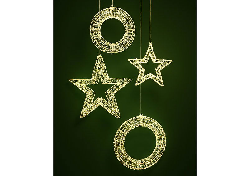 Étoile lumineuse 1800 LED blanc chaud avec minuterie 6/18, adaptateur IP44 en plastique blanc (L/H/P) 58x58x8cm Zubehor, Stern-Symbol, Symbol