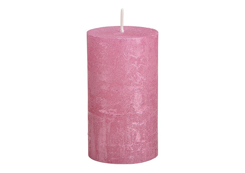 Wax kaars glans afwerking roze/roze (w/h/d) 6,8x12x6,8cm