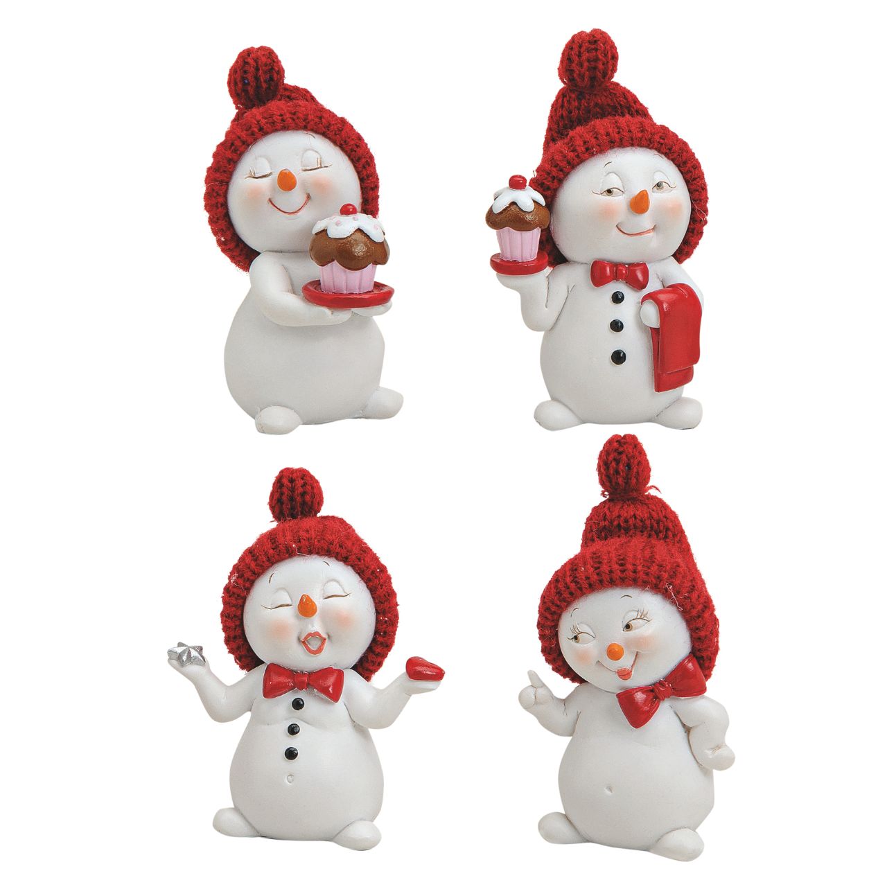 Schneemann, Dekofigur, Kleidung: Rot, Weihnachtsfigur, Knetfigur