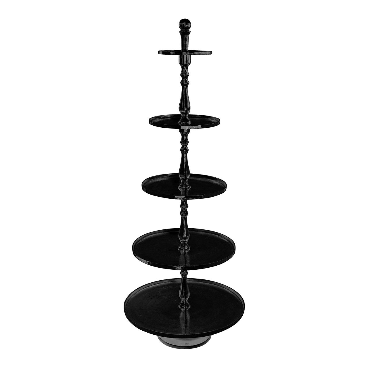 Etagere mit 5 Ebenen aus Metall schwarz (B/H/T) 64x158x64cm Etagere mit 5 Ebenen aus Metall schwarz (B/H/T) 64x158x64cm