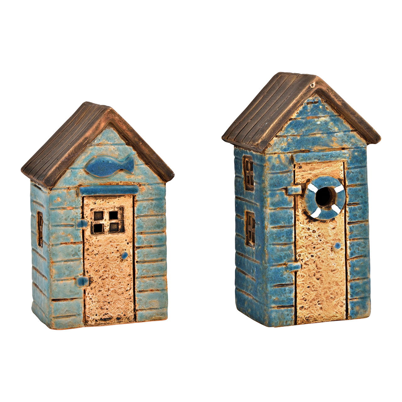 Casa marittima in gres blu 2 pieghe, (L/A/D) 8x14x6cm 8x13x6cm Casa marittima in gres blu 2 pieghe, (L/A/D) 8x14x6cm 8x13x6cm