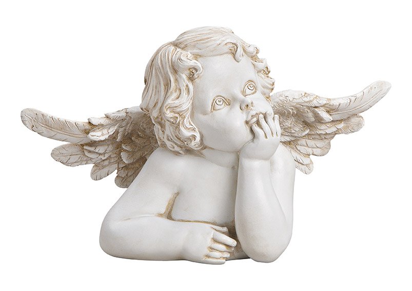 Cabeza de ángel de poli blanco (c/h/d) 23x15x9cm