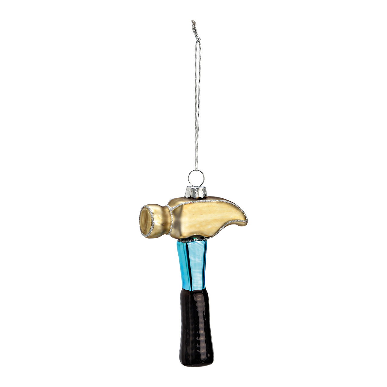 Glass Christmas hanger hammer, gold/blue/black (W/H/D) 7x11x2cm