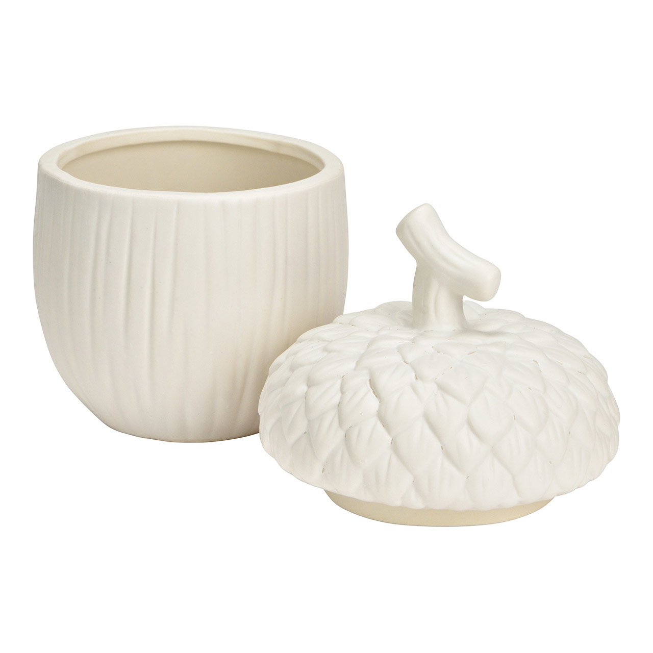 Acorn nut jar made of ceramic, white (W/H/D) 10x15x10cm Porzellan, Töpferei, Schüssel, Suppenschüssel, Glas