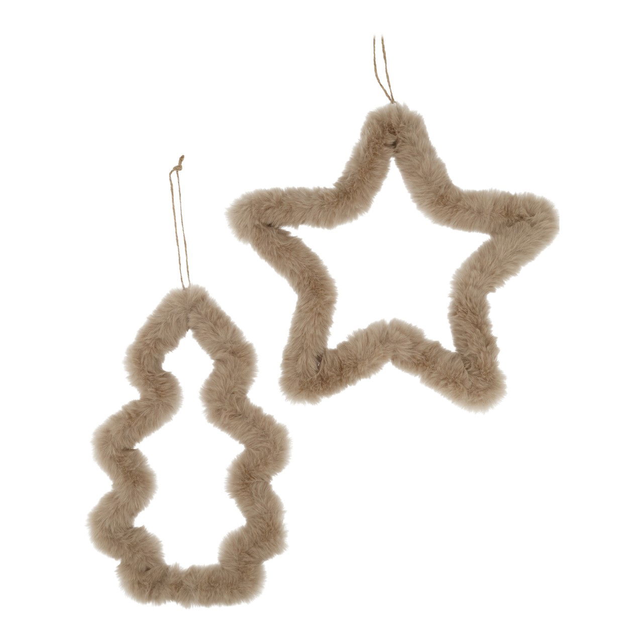 Suspension étoile/sapin en textile beige 2 fois assorti (L/H/P) 20x30x3cm Zubehor, Ohrring, Schmuck, Inneneinrichtung