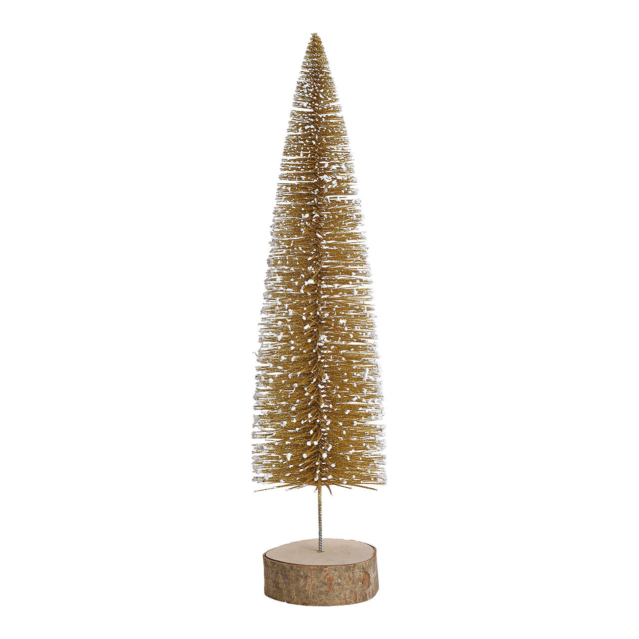 Albero di Natale su tronco d'albero con glitter in plastica dorata (L/H/D) 10x34x10cm Lampe, Weihnachten, Weihnachtsdekorationen, Festival